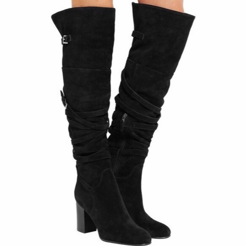 Sam Edelman Sable Black Suede Over the Knee Boots Thigh High Sz-9.5M.  ‎ V